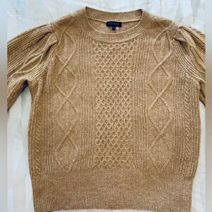 1. State Women's Camel Cable Knit Sweater with Balloon/Puff Sleeve